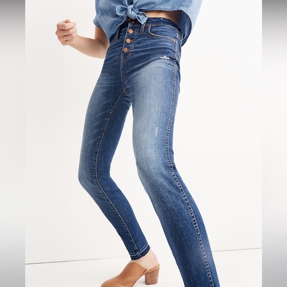 Madewell 10” High Rise Button Fly Skinny Jeans: Drop Hem Edition - Picture 5 of 13